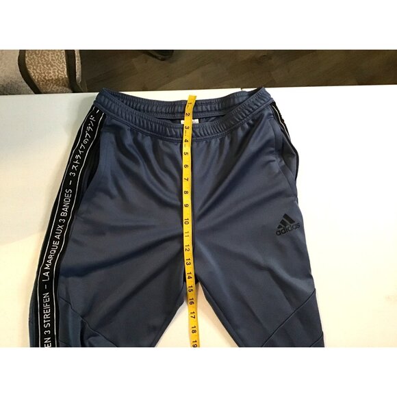 ADIDAS- MEN CHARCOAL/BLUE ELASTIC WAIST POCKETS JOGGER TRACK PANTS SIZE MEDIUM - Picture 4 of 6